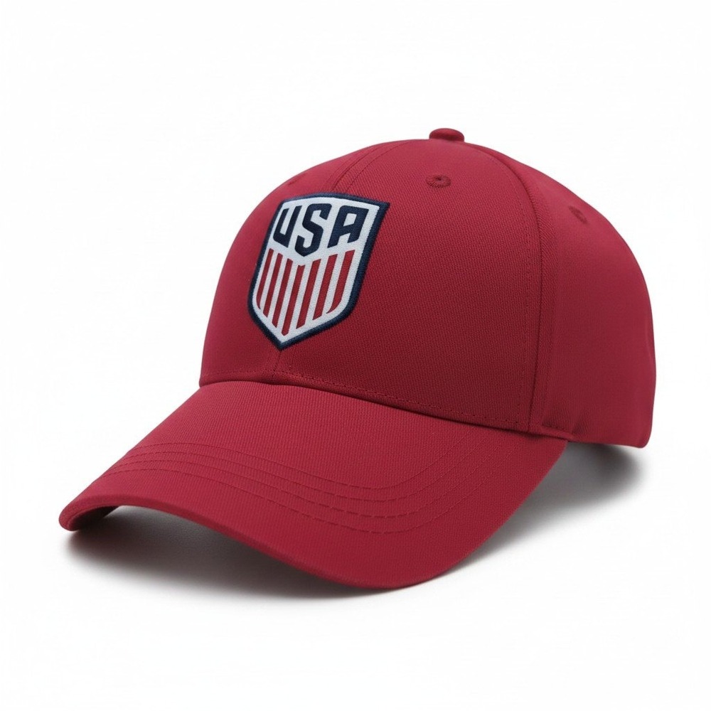 Icon Sports US Soccer USA Crest Red Baseball Cap Hat USSF111CP-RDW NWT OS